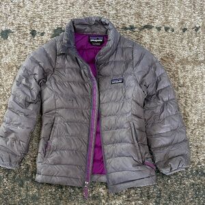 Patagonia Kids' Silver and Purple Puffer Jacket